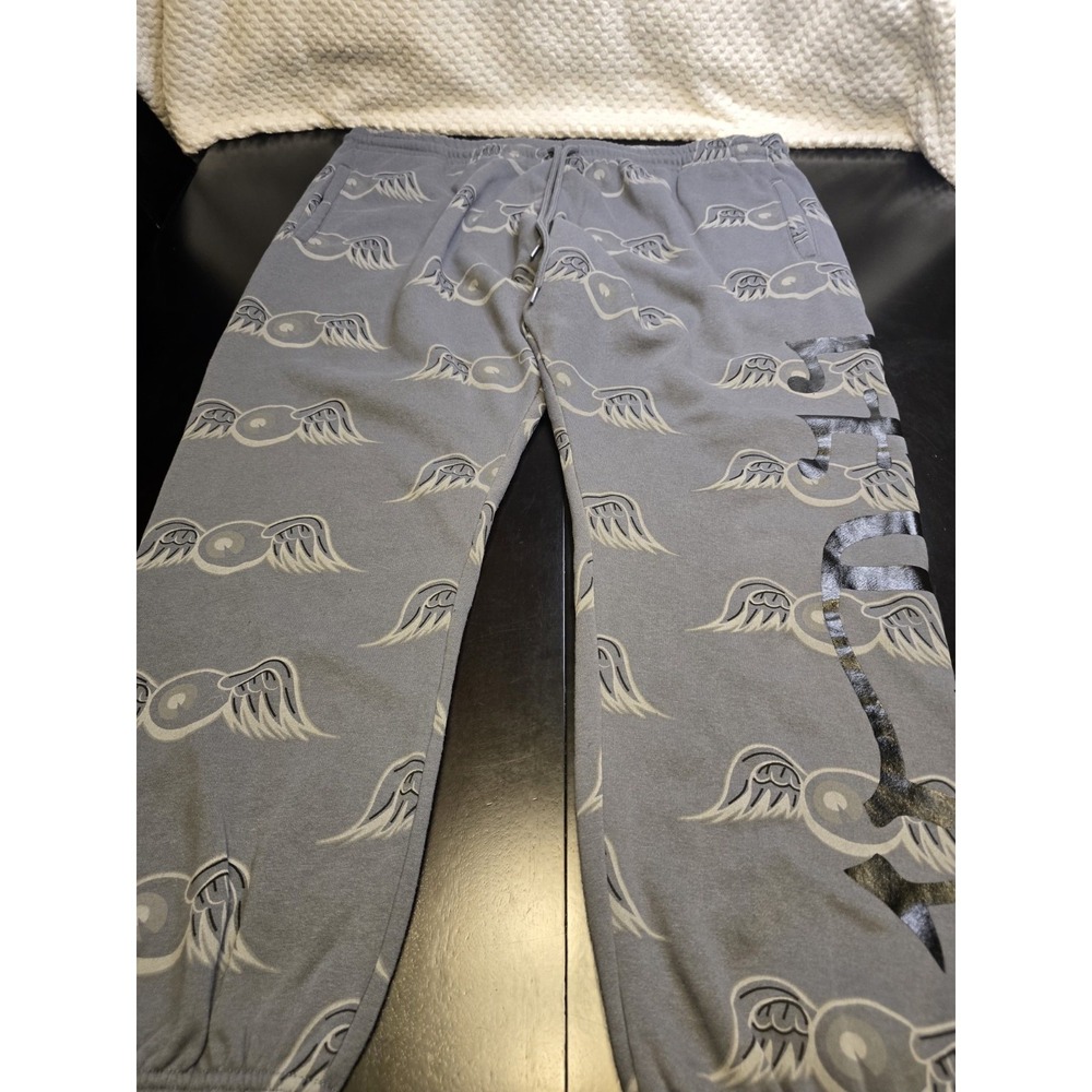 Von Dutch Flying Eyeball All Over‎ Print Sweatpants Grey 1X Mens Unisex Y2K